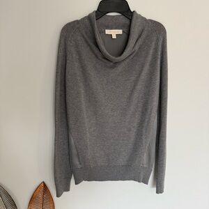 H13 Etcetera Gray Cowl‎ Neck Long Sleeve Silk Cotton Cashmere Blend Sweater